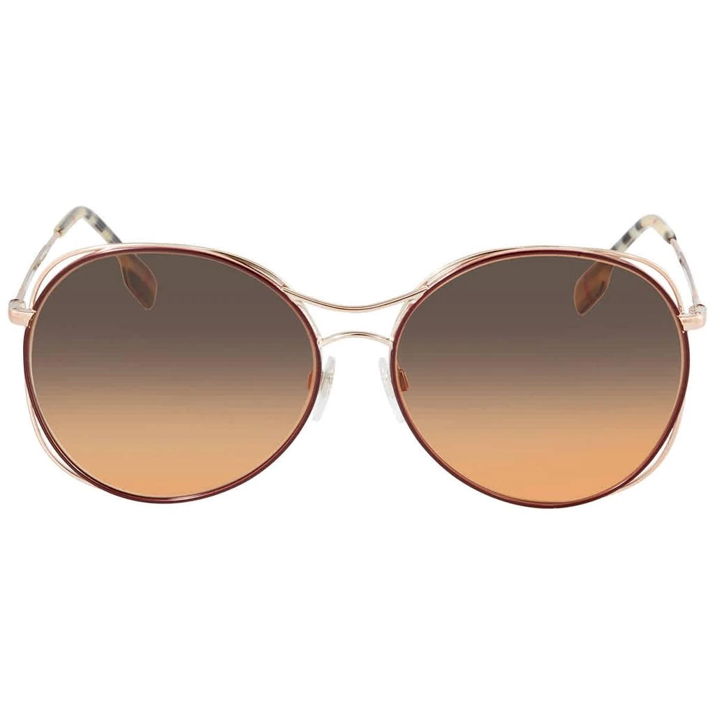 商品Burberry|Brown Gradient Round Ladies Sunglasses BE3105 118818 60,价格¥736,第1张图片