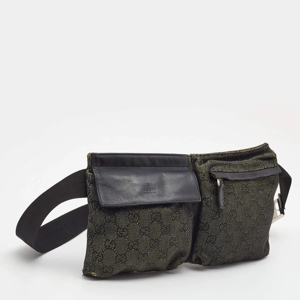商品[二手商品] Gucci|Gucci Black GG Denim and Leather Double Pocket Belt Bag,价格¥3341,第3张图片详细描述