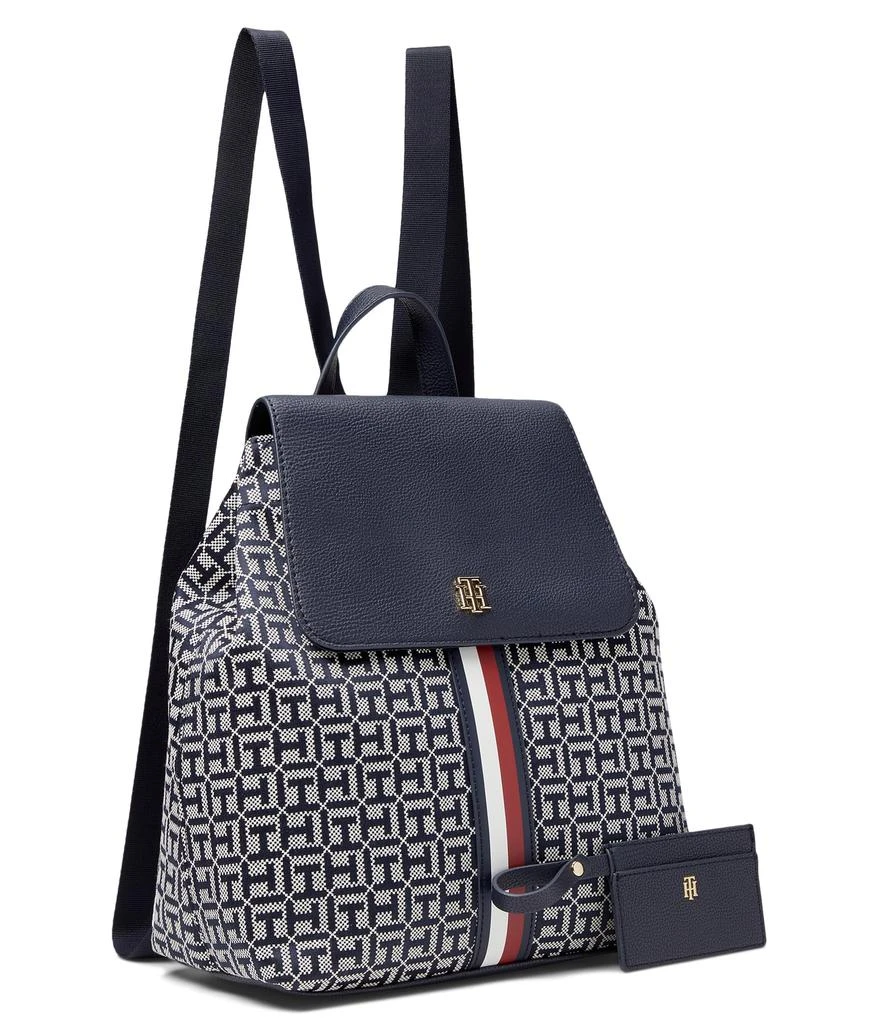 商品Tommy Hilfiger|Ruby II Flap Backpack w/ Hangoff-Square Monogram Jacquard,价格¥611,第1张图片