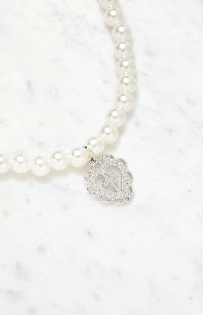 商品John Galt|Faux Pearl Heart Cross Necklace,价格¥67,第2张图片详细描述