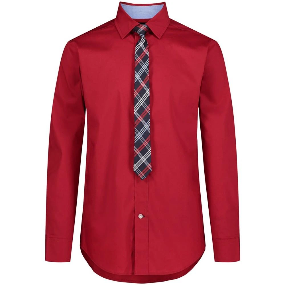 商品Tommy Hilfiger|Big Boys Long Sleeve Stretch Solid Poplin Shirt and Tie,价格¥267,第1张图片