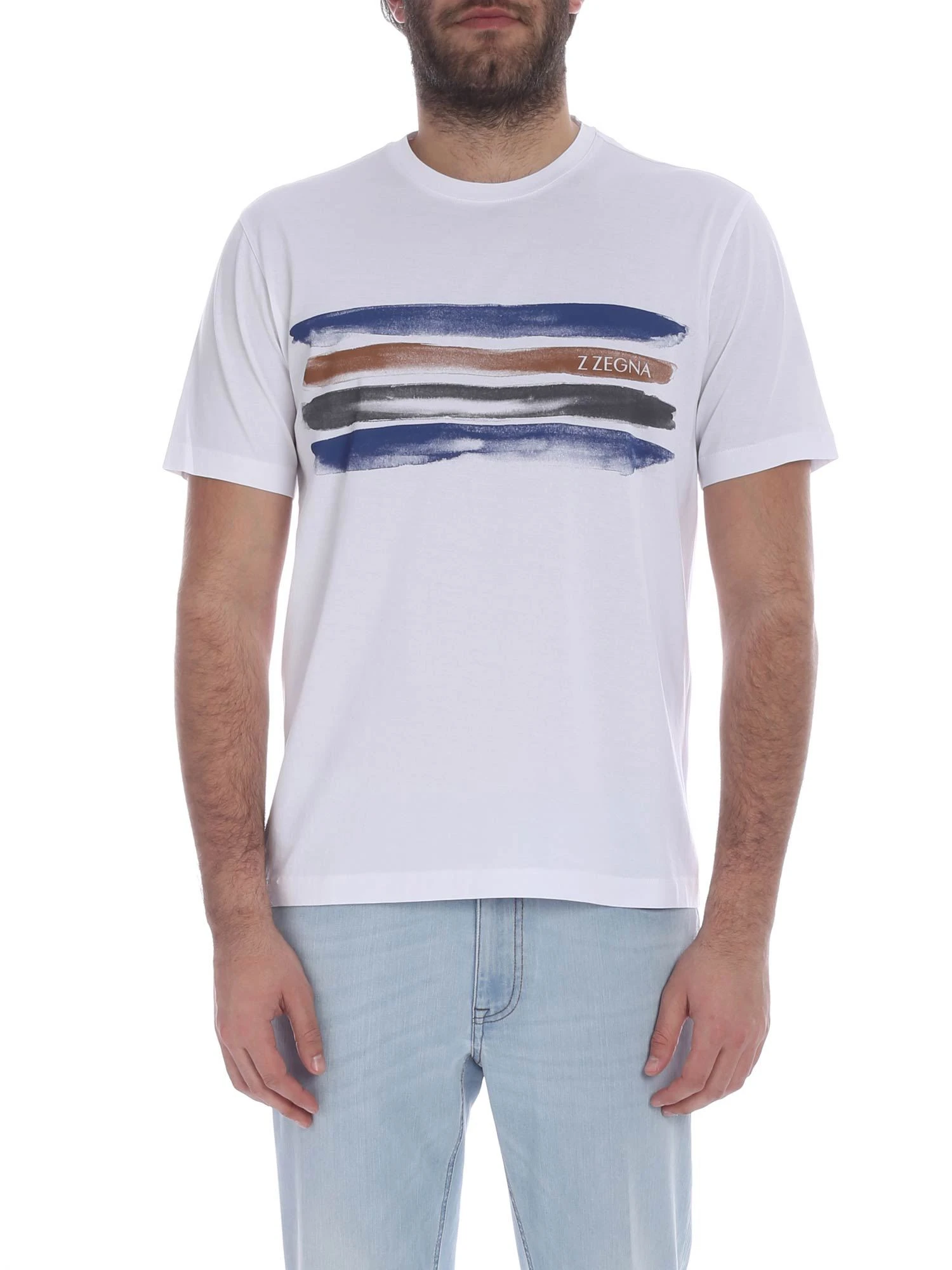 商品Zegna|ZEGNA 白色男士T恤 VS372-ZZ630D-6D3,价格¥1215,第1张图片