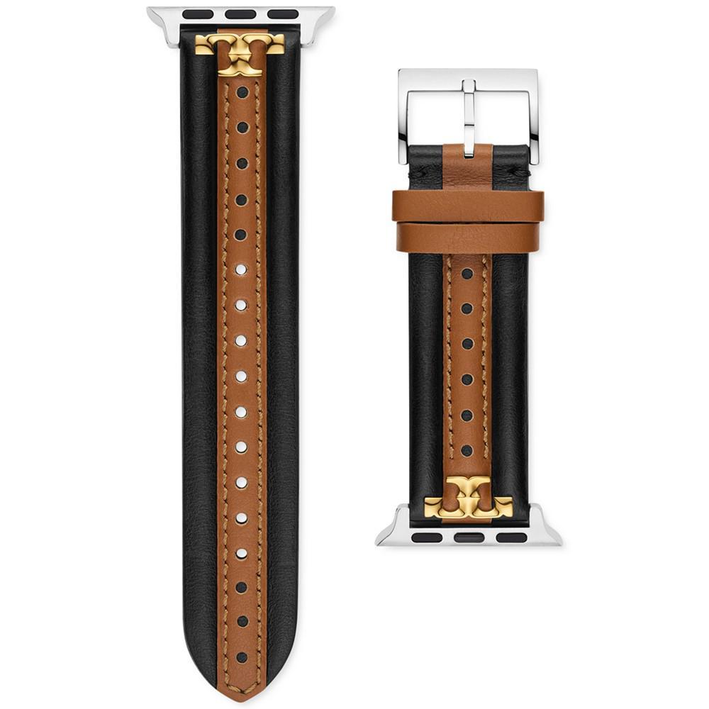 商品Tory Burch|The Kira Black & Luggage Leather Strap For Apple Watch® 38mm/40mm/41mm,价格¥846,第1张图片
