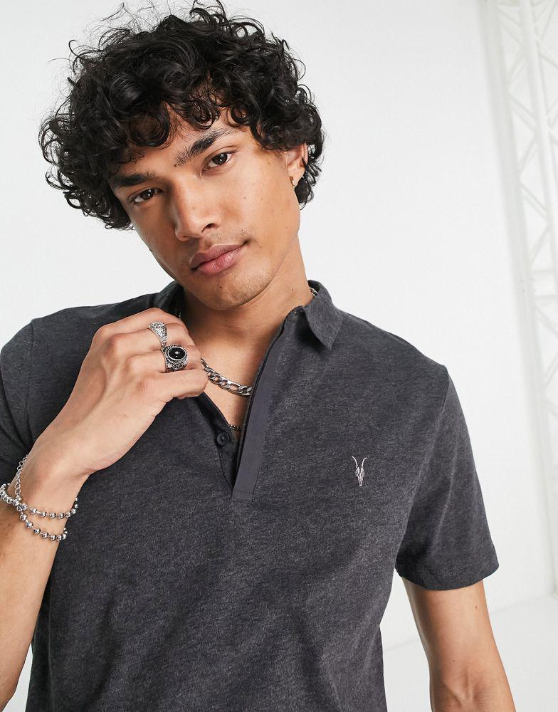 AllSaints Brace polo shirt in grey商品第1张图片规格展示