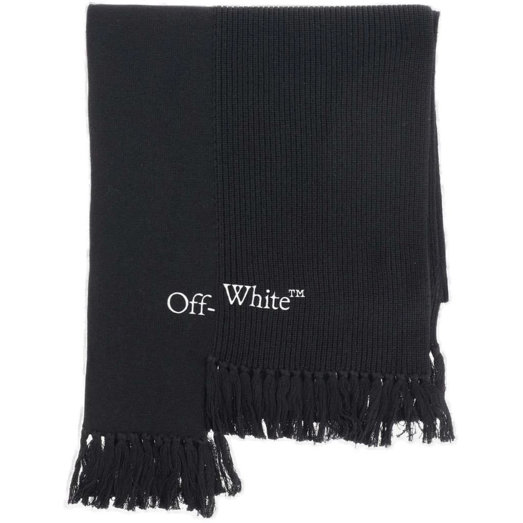 商品Off-White|Off-White Logo Embroidered Fringed Edge Scarf,价格¥2037,第1张图片