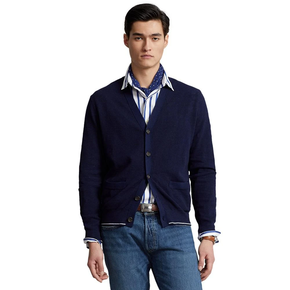 商品Ralph Lauren|男士 纹理棉麻 V领开衫,价格¥774,第1张图片