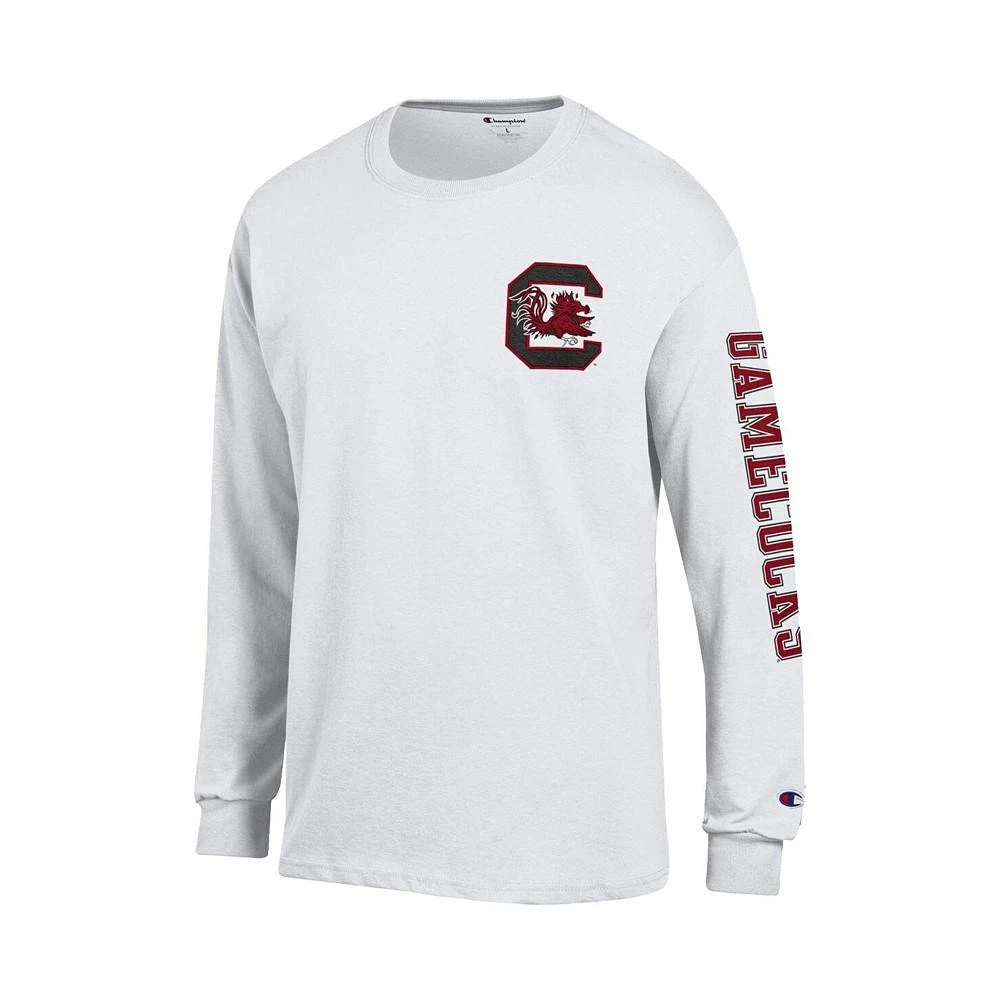 商品CHAMPION|Men's White South Carolina Gamecocks Team Stack 3-Hit Long Sleeve T-shirt,价格¥295,第2张图片详细描述