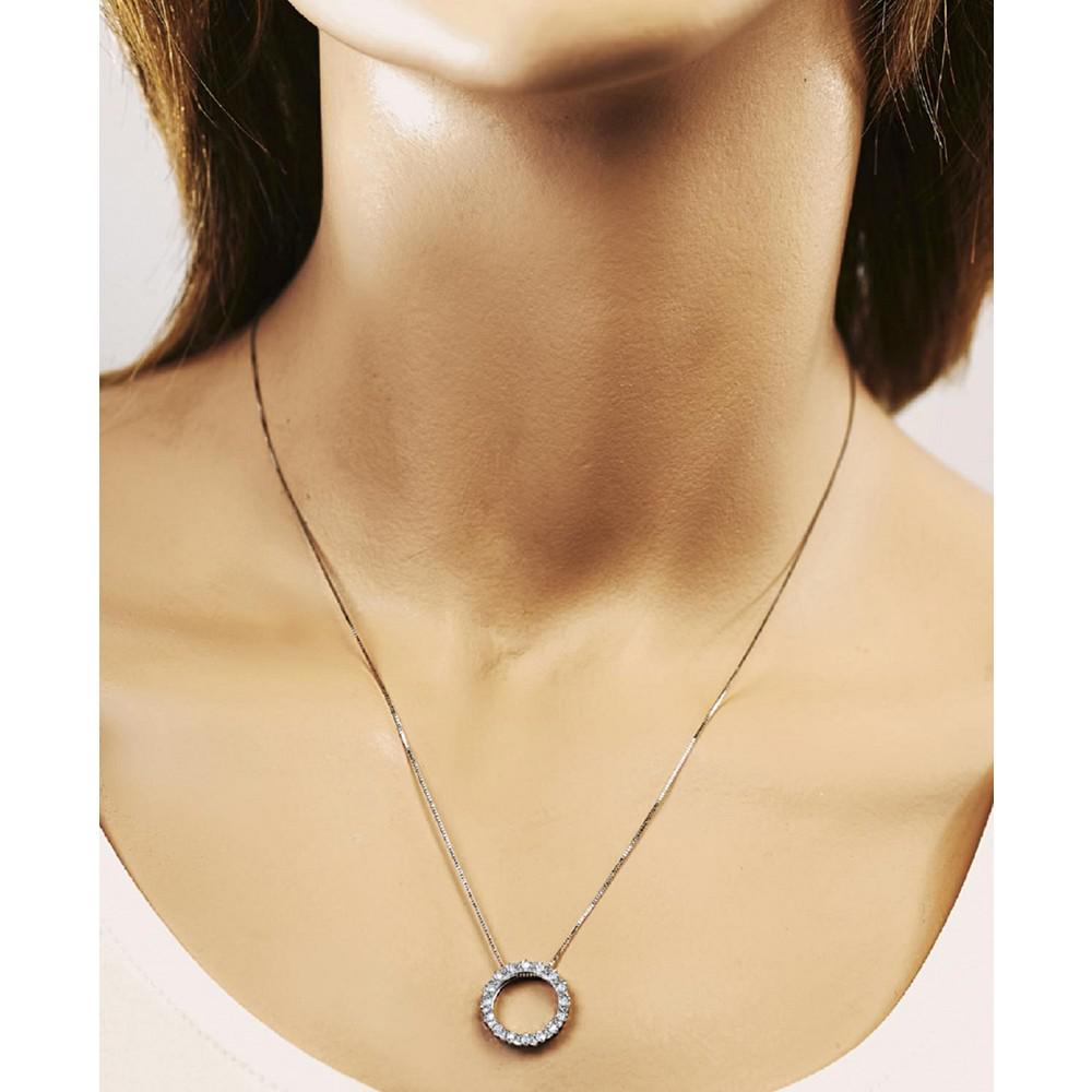 Diamond Circle 18" Pendant Necklace (1/4 ct. t.w.) in 14k Gold商品第2张图片规格展示