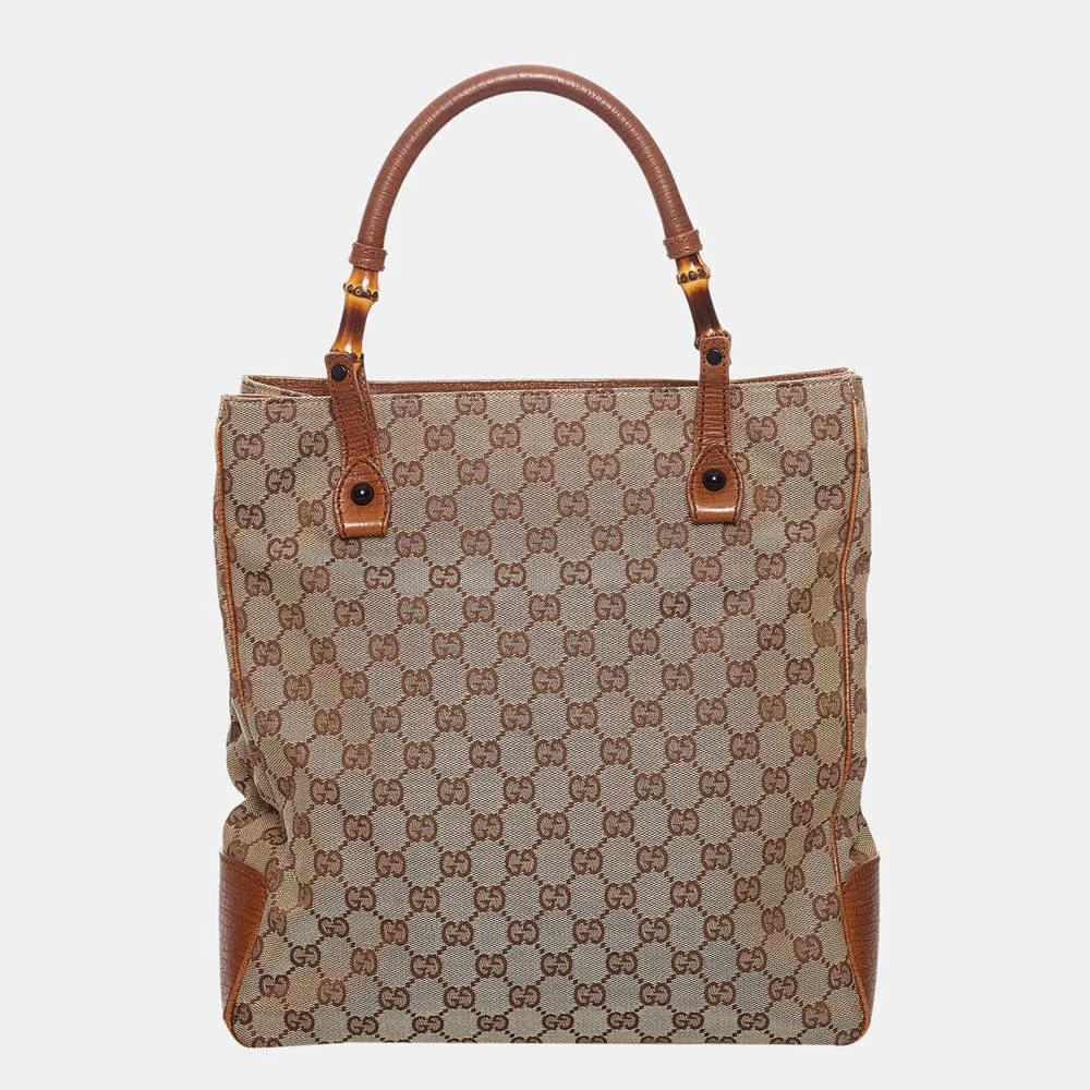 商品[二手商品] Gucci|Gucci Beige/Brown GG Canvas Bamboo Tote Bag,价格¥3418,第3张图片详细描述