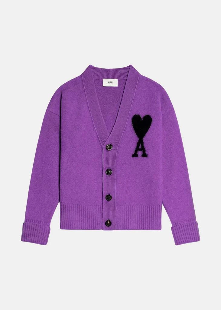 商品AMI|AMI Alexandre Mattiussi Purple Ami De Coeur Cardigan,价格¥3778,第1张图片