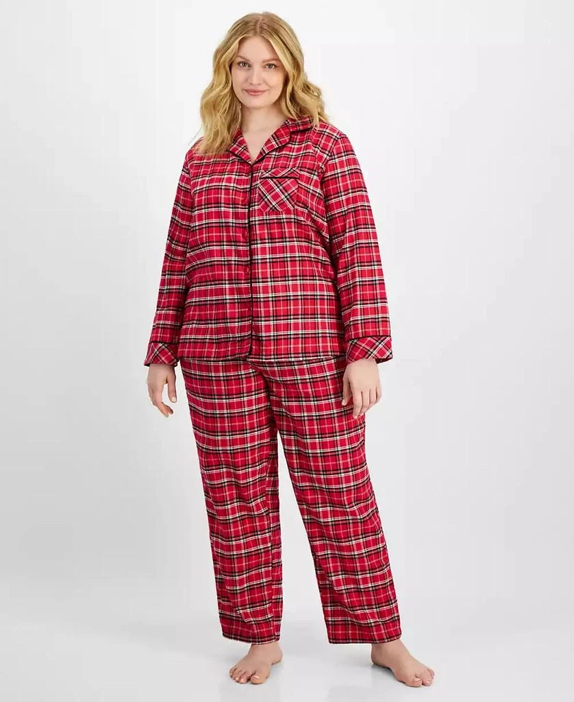 商品Charter Club|Plus Size Cotton Flannel Printed Pajama Set, Created for Macy's,价格¥247,第1张图片