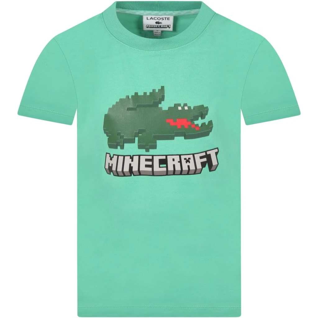 商品Lacoste|Lacoste Green T-shirt For Boy With Pixelated Crocodile,价格¥577,第1张图片