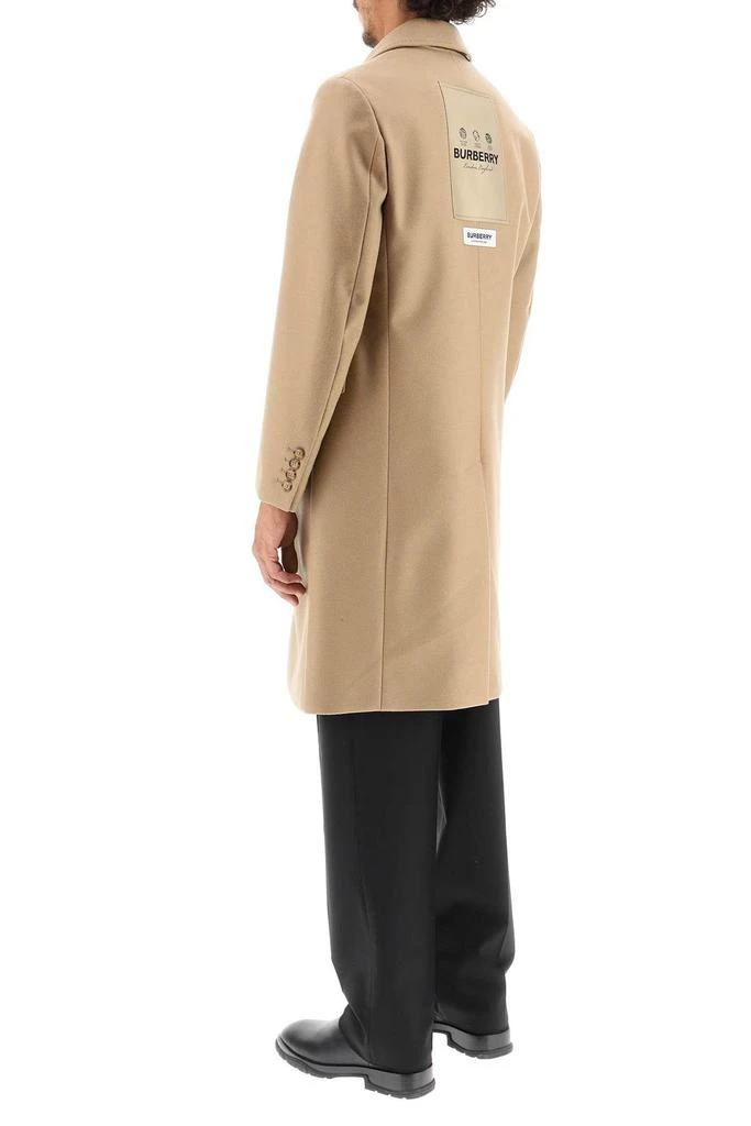 商品Burberry|WOOL AND CASHMERE COAT WITH PATCH,价格¥8575,第4张图片详细描述
