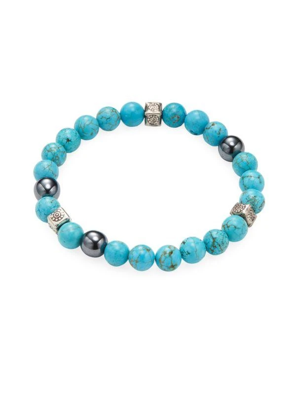 商品Jean Claude|Turquoise, Hematite and Sterling Silver Beaded Bracelet,价格¥468,第1张图片