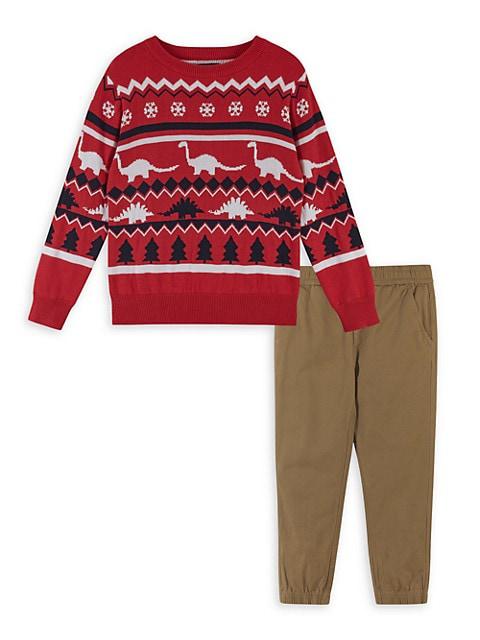 Little Boy's & Boy's Jacquard Holiday Sweater & Pants Set商品第1张图片规格展示