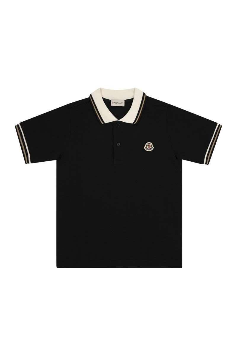 商品Moncler|Polo shirt with iconic felt AB022335 999,价格¥732,第1张图片