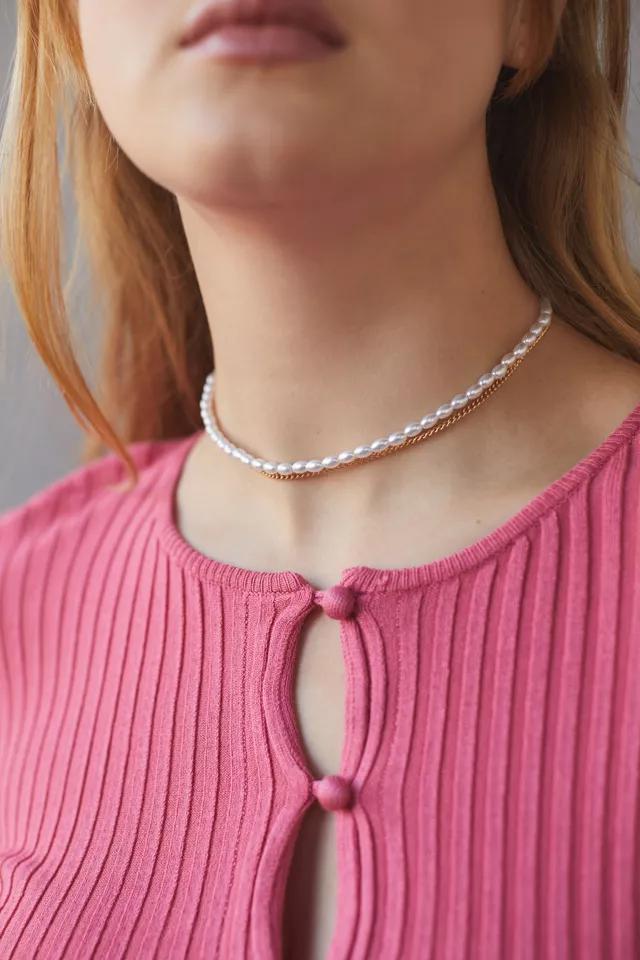 商品Urban Outfitters|Pearl And Chain Layered Choker Necklace,价格¥74,第1张图片