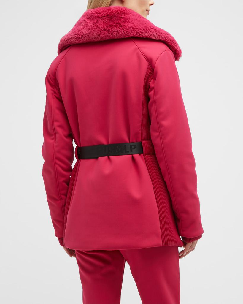 Clea Belted Ski Jacket w/ Faux Fur Trim商品第5张图片规格展示
