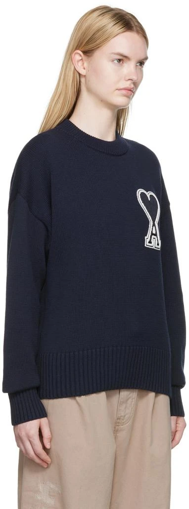 商品AMI|SSENSE Exclusive Navy Cotton Sweater,价格¥1326,第2张图片详细描述