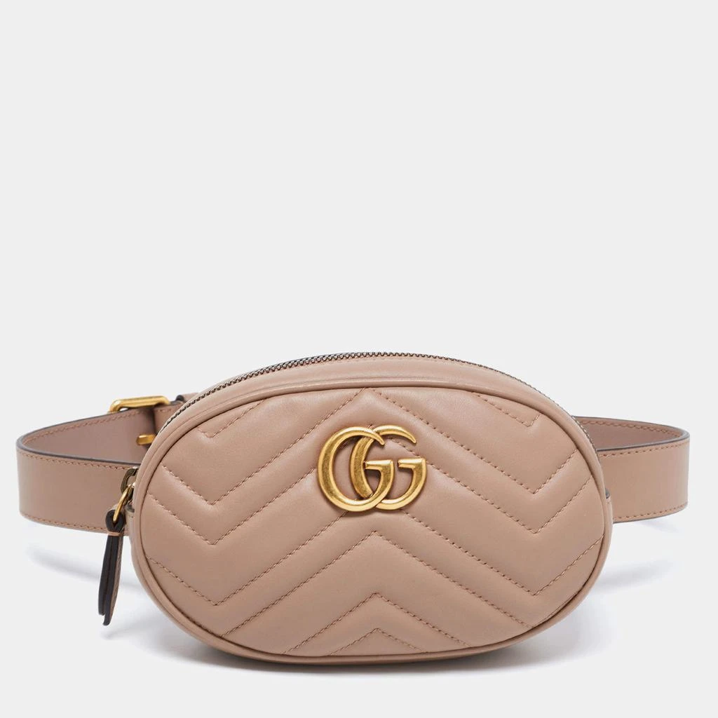 商品Gucci|Gucci Beige Matelasse Leather GG Marmont Belt Bag,价格¥7548,第1张图片