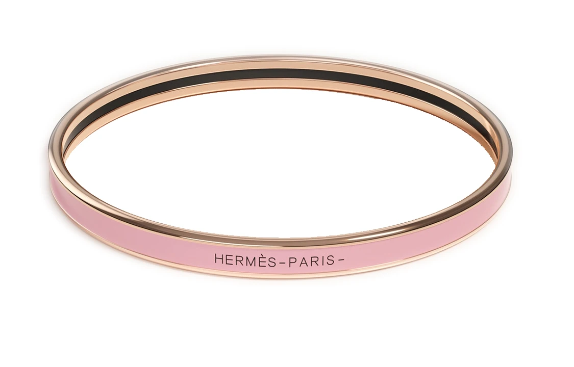 商品[国内直发] Hermes|[预售3天]爱马仕 金属细粉色珐琅手镯,价格¥4010,第1张图片