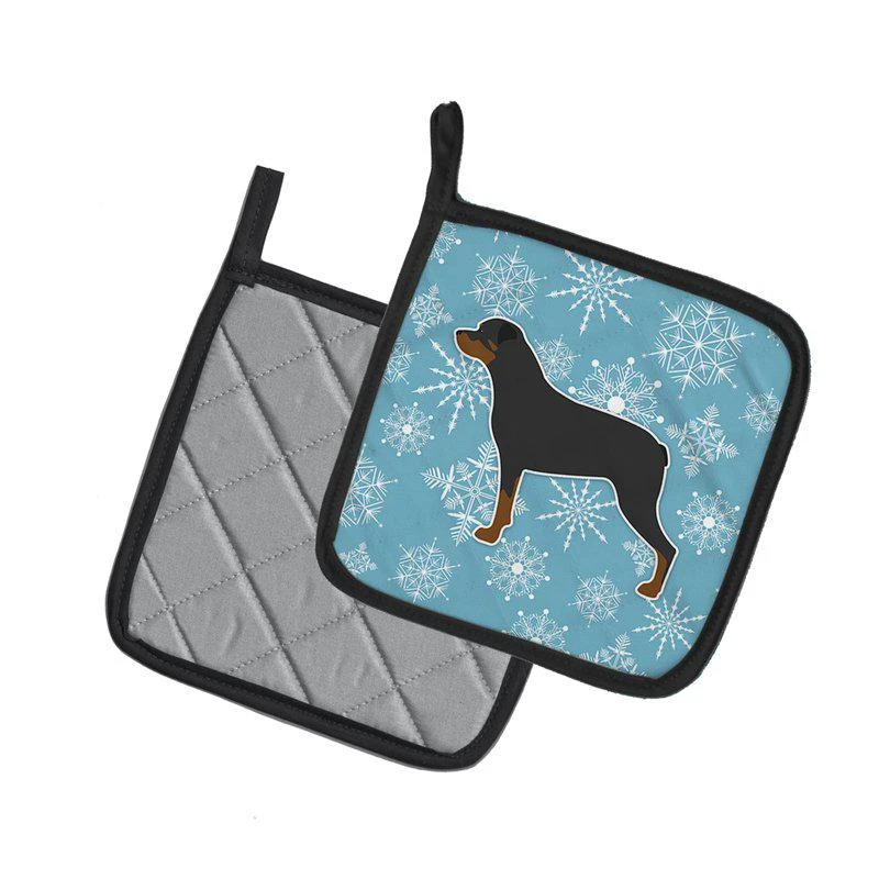 商品Caroline's Treasures|Winter Snowflake Rottweiler Pair of Pot Holders,价格¥170,第2张图片详细描述