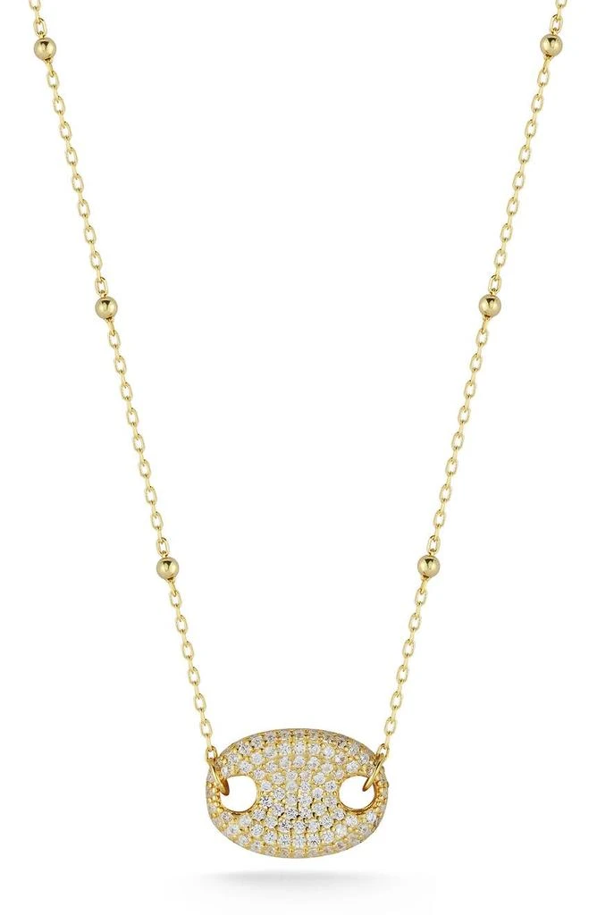 商品GLAZE JEWELRY|Yellow Gold Vermeil Pavé CZ Oval Pendant Necklace,价格¥375,第1张图片