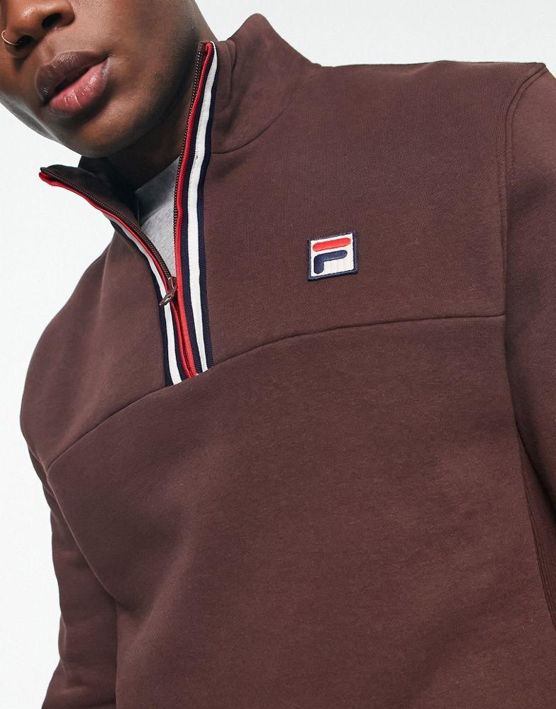 商品Fila|Fila half zip sweatshirt with logo in brown,价格¥386,第4张图片详细描述