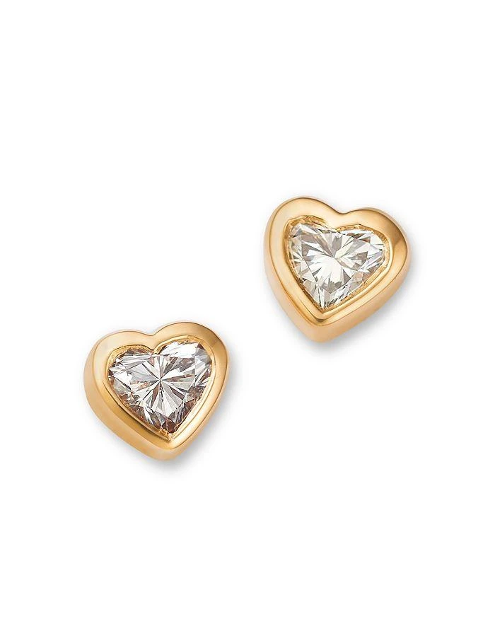 商品Moon & Meadow|14K Yellow Gold Lab Grown Diamond Heart Bezel Stud Earrings,价格¥5672,第1张图片详细描述