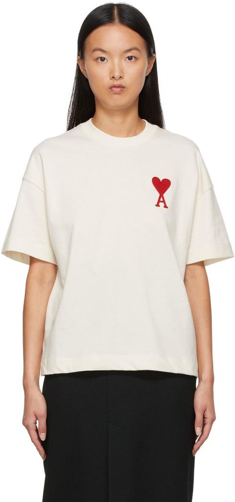 米色短袖有机棉针织 T 恤 Ami de Cœur商品第1张图片规格展示