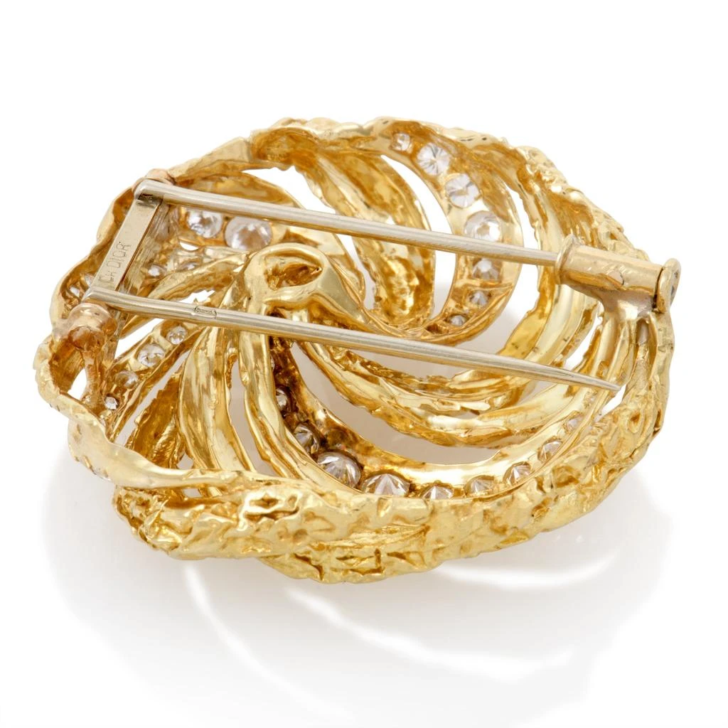 商品[二手商品] Dior|Dior Womens 18K Yellow Gold Diamond Swirl Brooch,价格¥34974,第2张图片详细描述