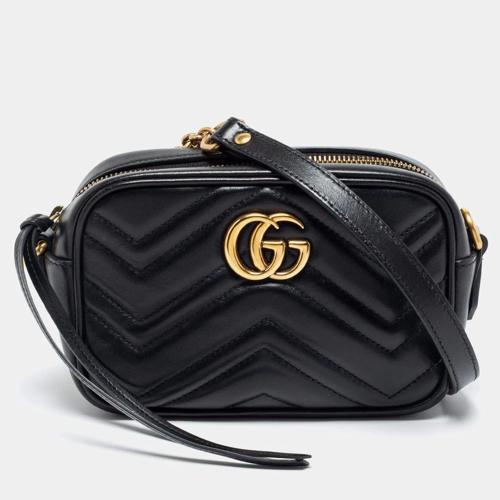 商品[二手商品] Gucci|Gucci Black Matelassé Leather Mini GG Marmont Camera Bag,价格¥7596,第1张图片
