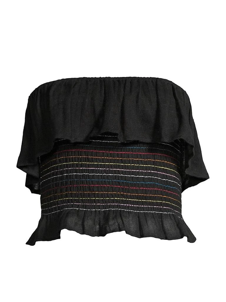 商品Solid & Striped|Kaia Smocked Strapless Linen Top,价格¥370,第1张图片