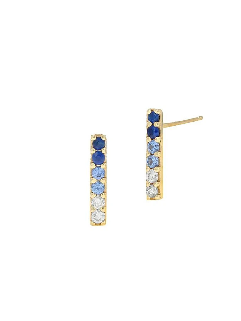 商品Rachel Reid Jewelry|14K Yellow Gold & 0.06 TCW Sapphire Ombré Bar Earrings,价格¥2611,第1张图片