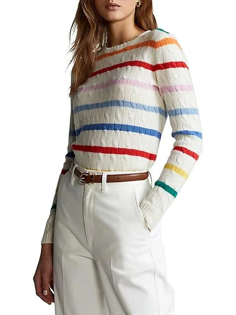 商品Ralph Lauren|Striped Cashmere Cable-Knit Sweater,价格¥1284,第3张图片详细描述