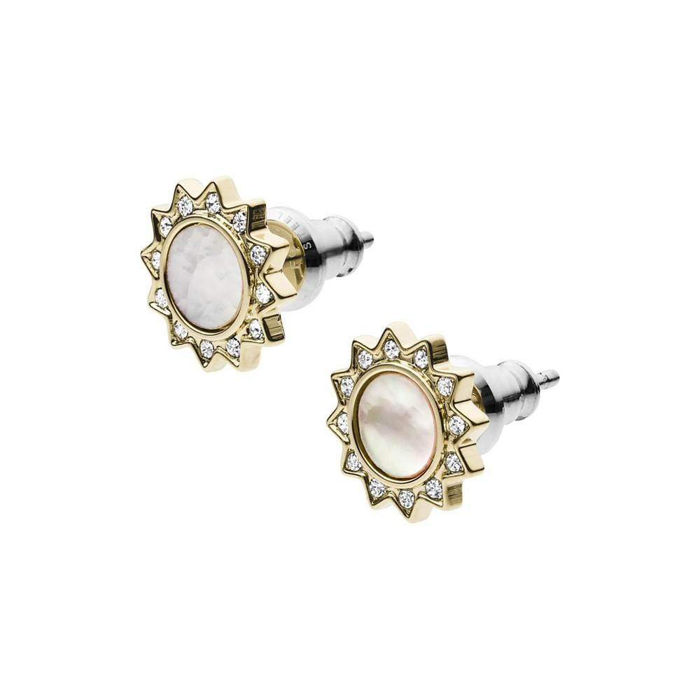 Val You are My Sunshine Mother of Pearl Stainless Steel Stud Earrings商品第2张图片规格展示