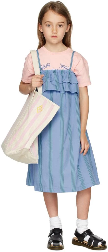 商品Tinycottons|Kids Blue Lines Top Frills Dress,价格¥432,第1张图片