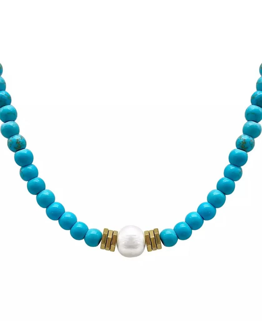 商品ADORNIA|17.5" Faux Turquoise Beaded Necklace with Imitation Pearl,价格¥256,第3张图片详细描述
