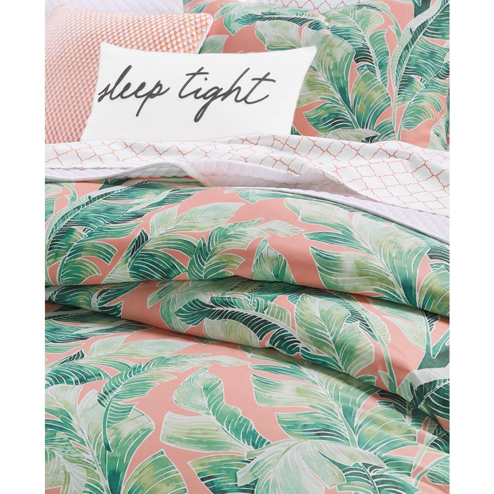 300-Thread Count Cotton Sateen 3-Pc. Tropical Leaves Twin Duvet Cover Set, Created for Macy's商品第4张图片规格展示