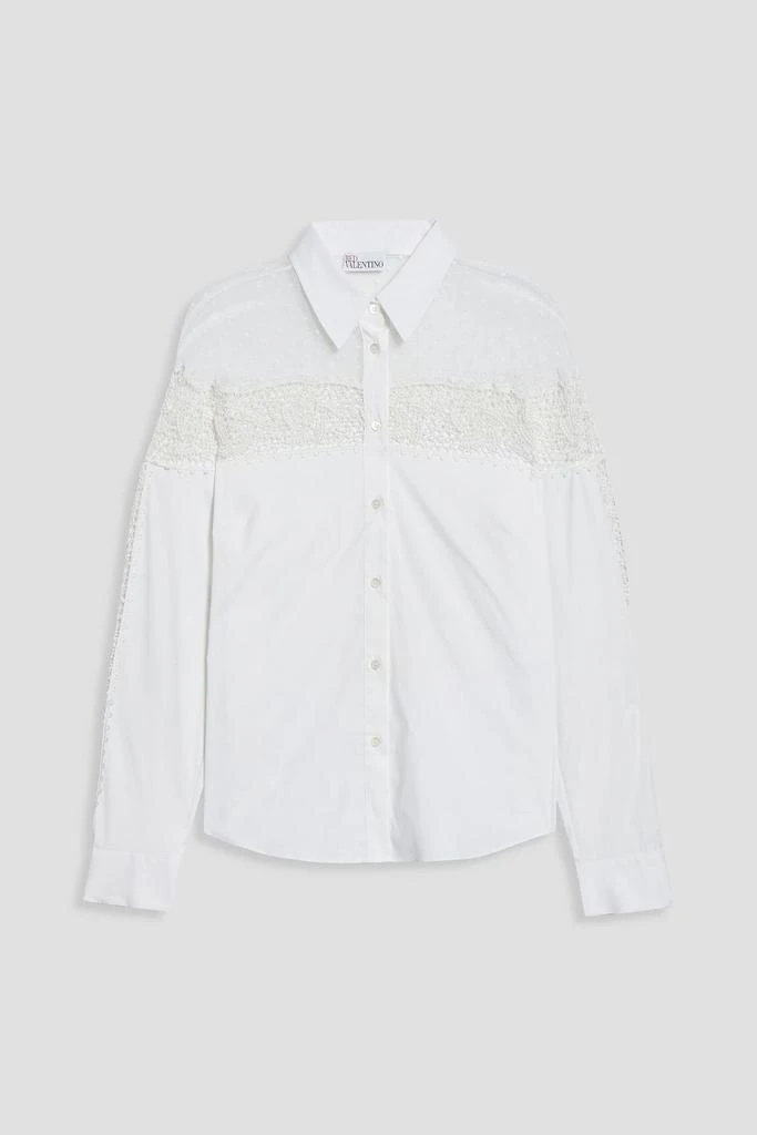 商品RED Valentino|Point d'esprit, crocheted lace and cotton-blend poplin shirt,价格¥1113,第3张图片详细描述