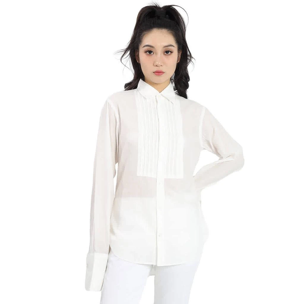 商品Burberry|Ladies White Ribbed Panel Shirt,价格¥850,第1张图片