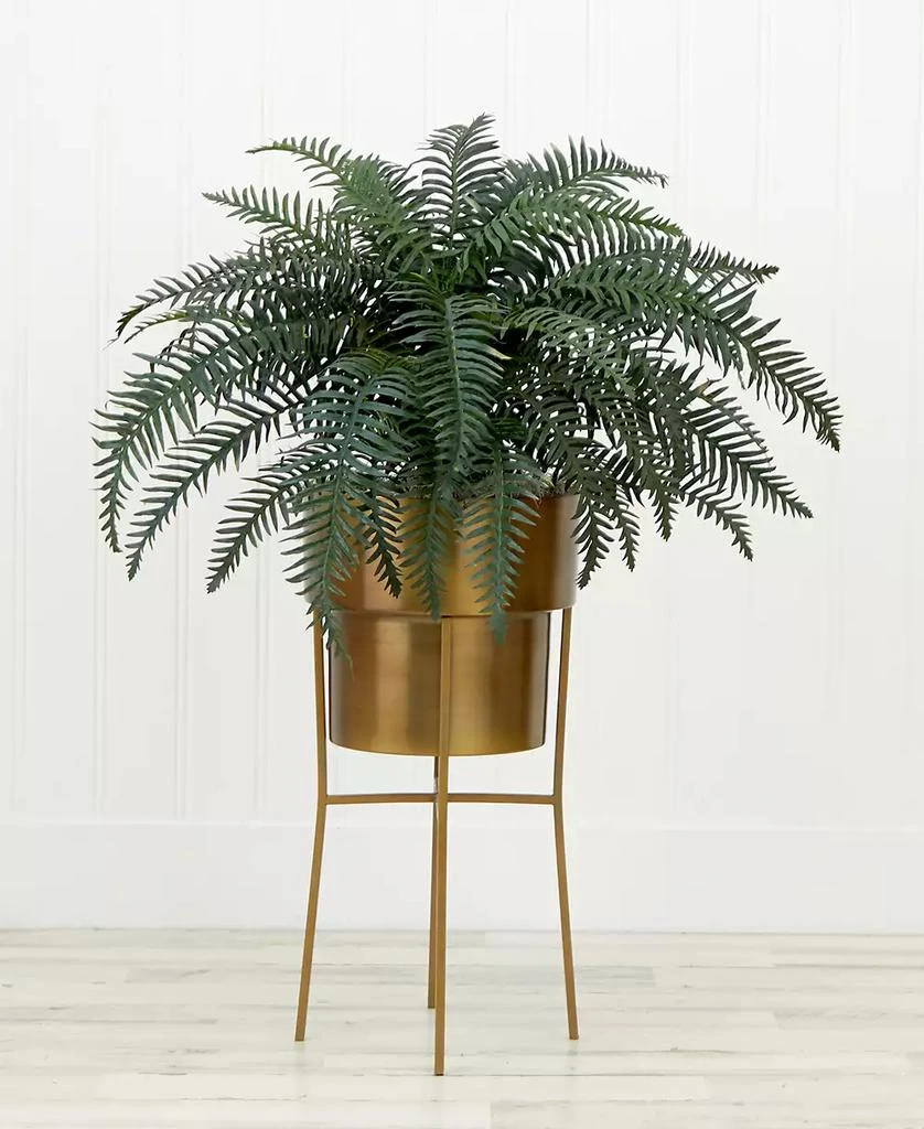 商品NEARLY NATURAL|34" Artificial River Fern Plant in Metal Planter with Stand DIY Kit,价格¥673,第2张图片详细描述