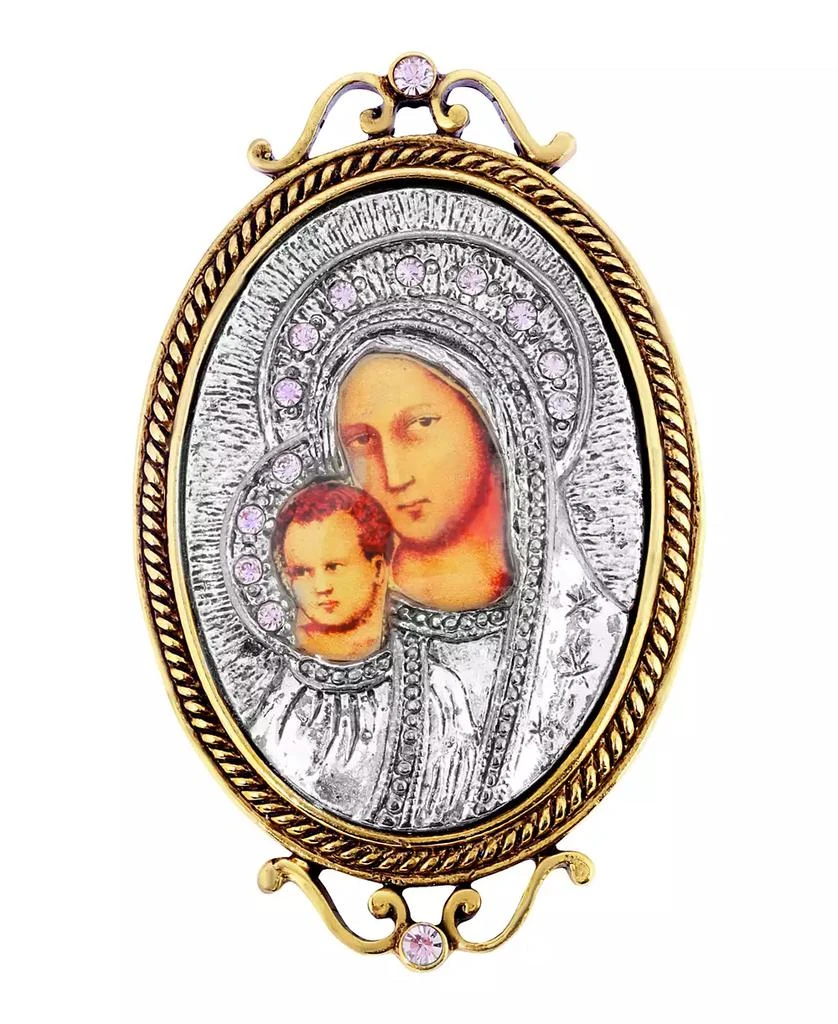 商品Symbols of Faith|14K Gold-Dipped and Silver-Tone Purple Crystal Enamel Iconica Mary Brooch,价格¥407,第1张图片