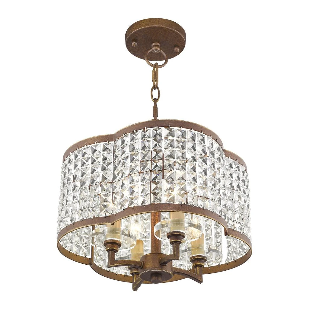 商品Livex Lighting|Four Light Hand Painted Palacial Bronze Convertible Mini Chandelier/Ceiling Mount,价格¥7356,第4张图片详细描述