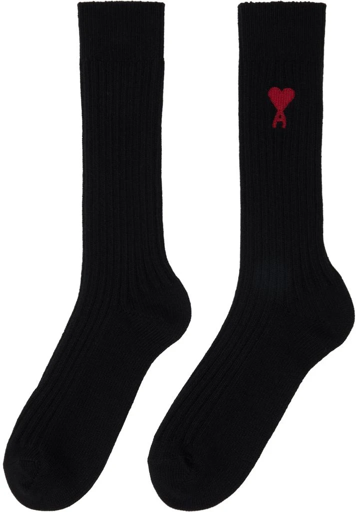 商品AMI|Three-Pack Black Ami de Cœur Socks,价格¥556,第3张图片详细描述