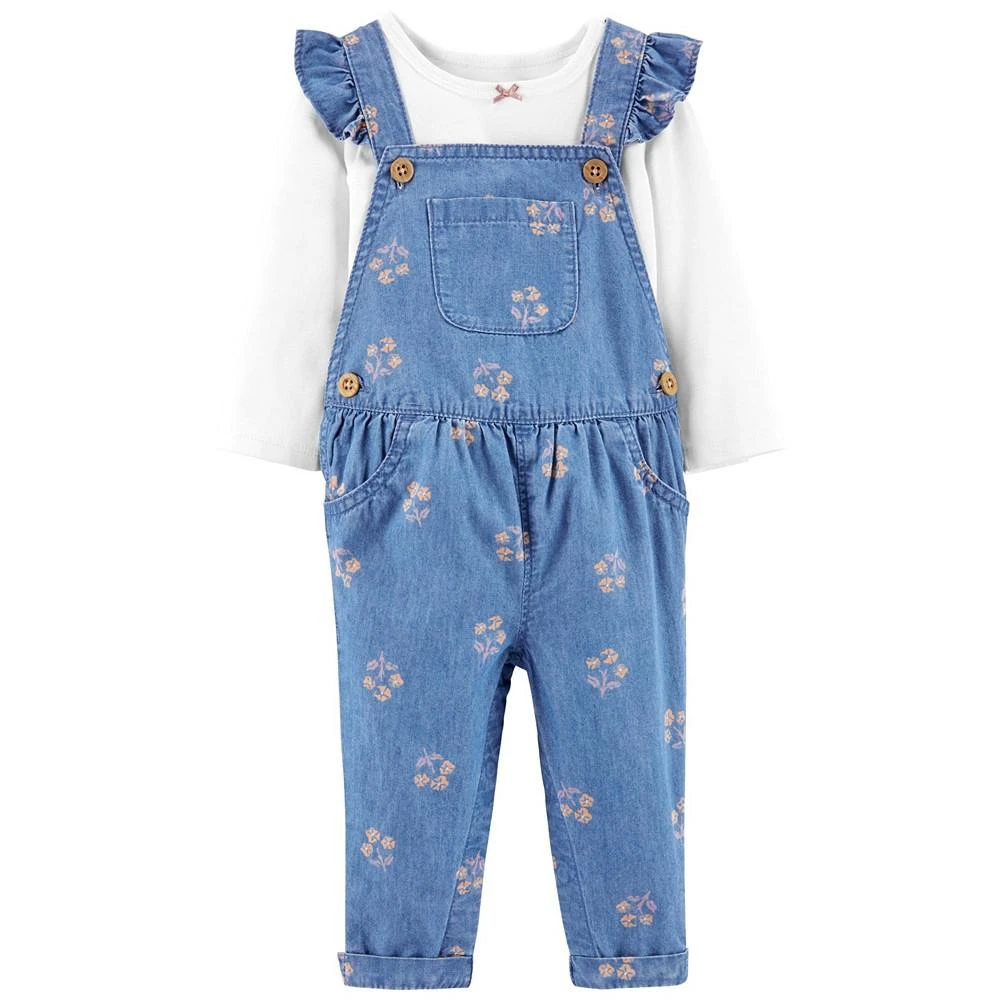 商品Carter's|Baby Girls Long Sleeve T-shirt and Floral Overall Set, 2 Piece,价格¥149,第2张图片详细描述