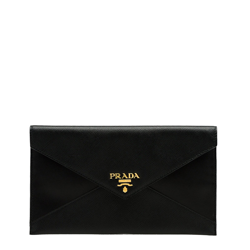 【预售3-7天】PRADA/普拉达 22春夏新款 女士黑色皮革金标信封手拿公文包1MF003_2EEP_F0002商品第1张图片规格展示