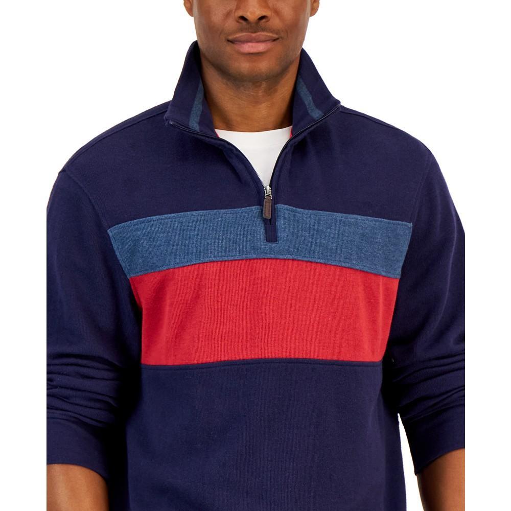 商品Club Room|Men's Colorblocked French Rib Quarter-Zip Sweater, Created for Macy's,价格¥175,第5张图片详细描述