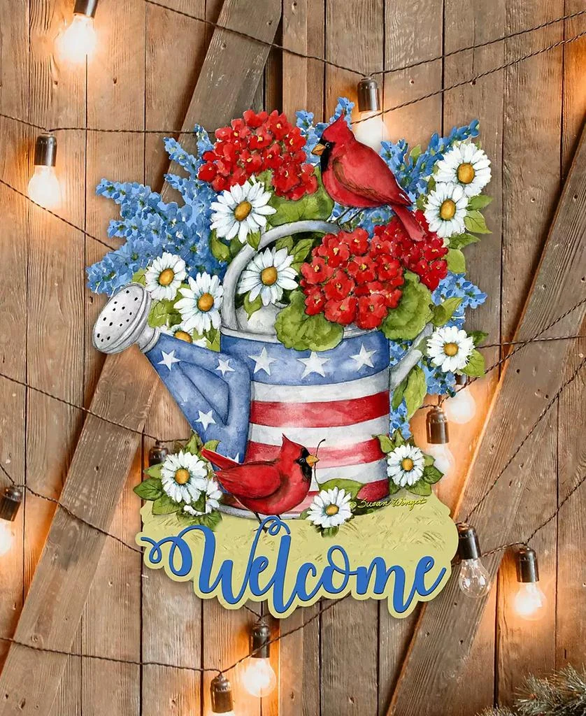 商品Designocracy|Holiday Wooden Door Decor Wall Decor American Watering Can S. Winget,价格¥989,第3张图片详细描述
