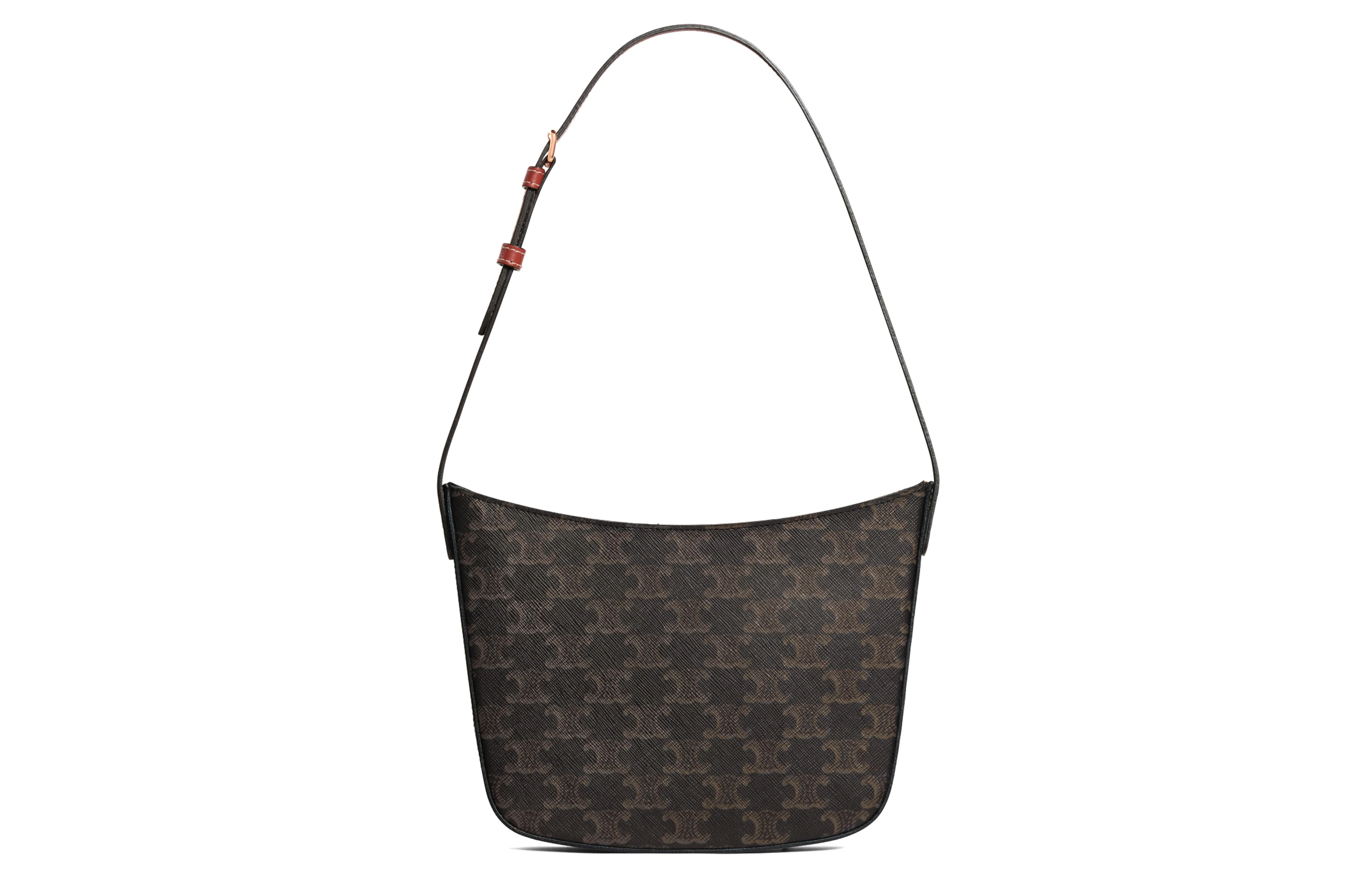 商品[国内直发] Celine|赛琳 Croque 老花满印拉链开合 牛皮革 手提单肩包 中号 女款 黄褐色,价格¥8488,第1张图片
